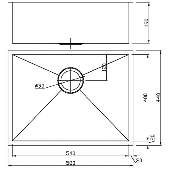  ROSA SINGLE BOWL ABOVE / UNDERMOUNT SINK - PS540