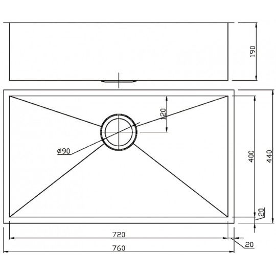  ROSA SINGLE BOWL ABOVE / UNDERMOUNT SINK - PS720