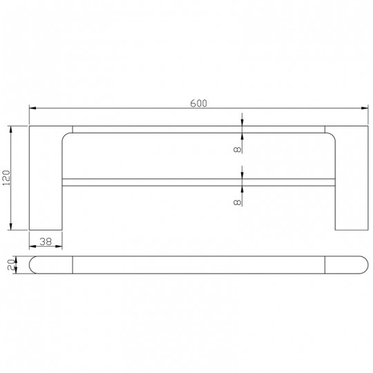 CORA DOUBLE TOWEL RAIL 600mm - 5302-600-MB 